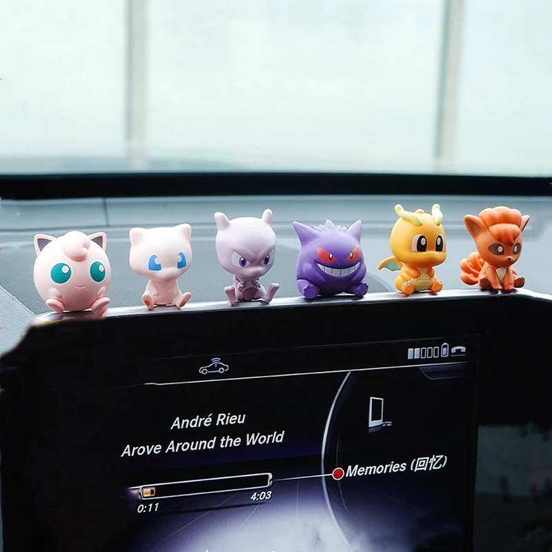

Funism PokéMon Gengar Mewtwo Jigglypuff Anime Figurine Car Desktop Decoration Toy Cute Doll Little Adventures Gift For Childrens