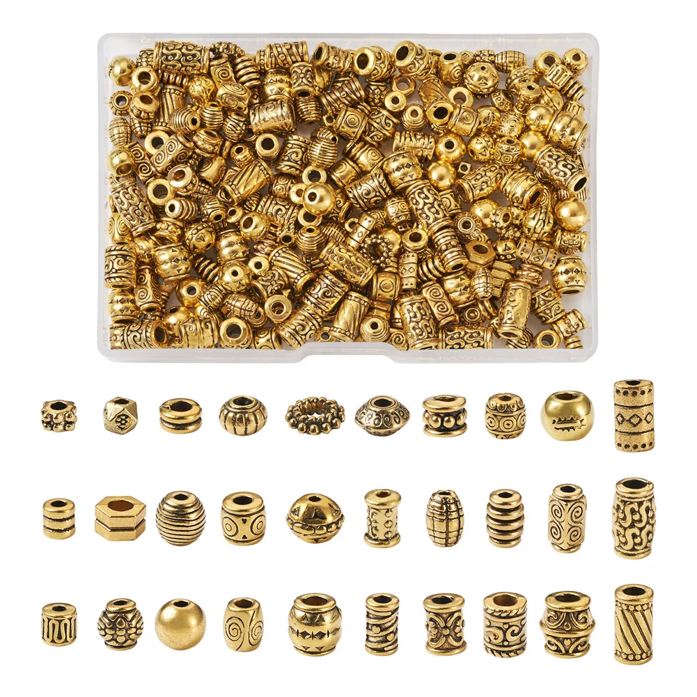 

300pcs Tube Hollow Alloy Beads Metal Loose Spacer Beads for Jewelry Making DIY Bracelet Necklace Earring Findings