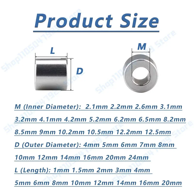 304 Stainless Steel M2 M2.5 M3 M4 M5 M6 M8 Unthreaded Standoff Spacer Bushing Washer Round Hollow Gasket Sleeve Height 1mm~20mm