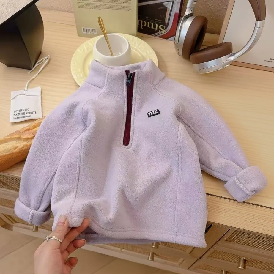 Fleece Half-Zip Children's Sweatshirt Kids Pullover Stand Collar Boys Girls Autumn Clothes Warm Kids Top Thermal Child's Hoodie