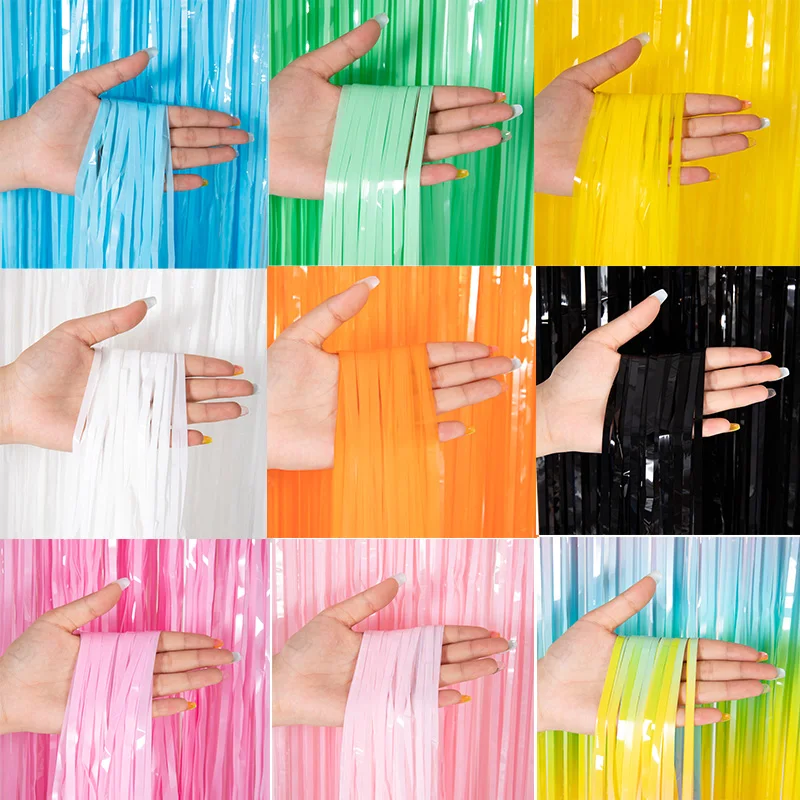 Rainbow Foil Fringe Curtain Macaron Curtains Photo Booth Backdrop for Wedding Birthday Baby Shower Christmas Party Decorations