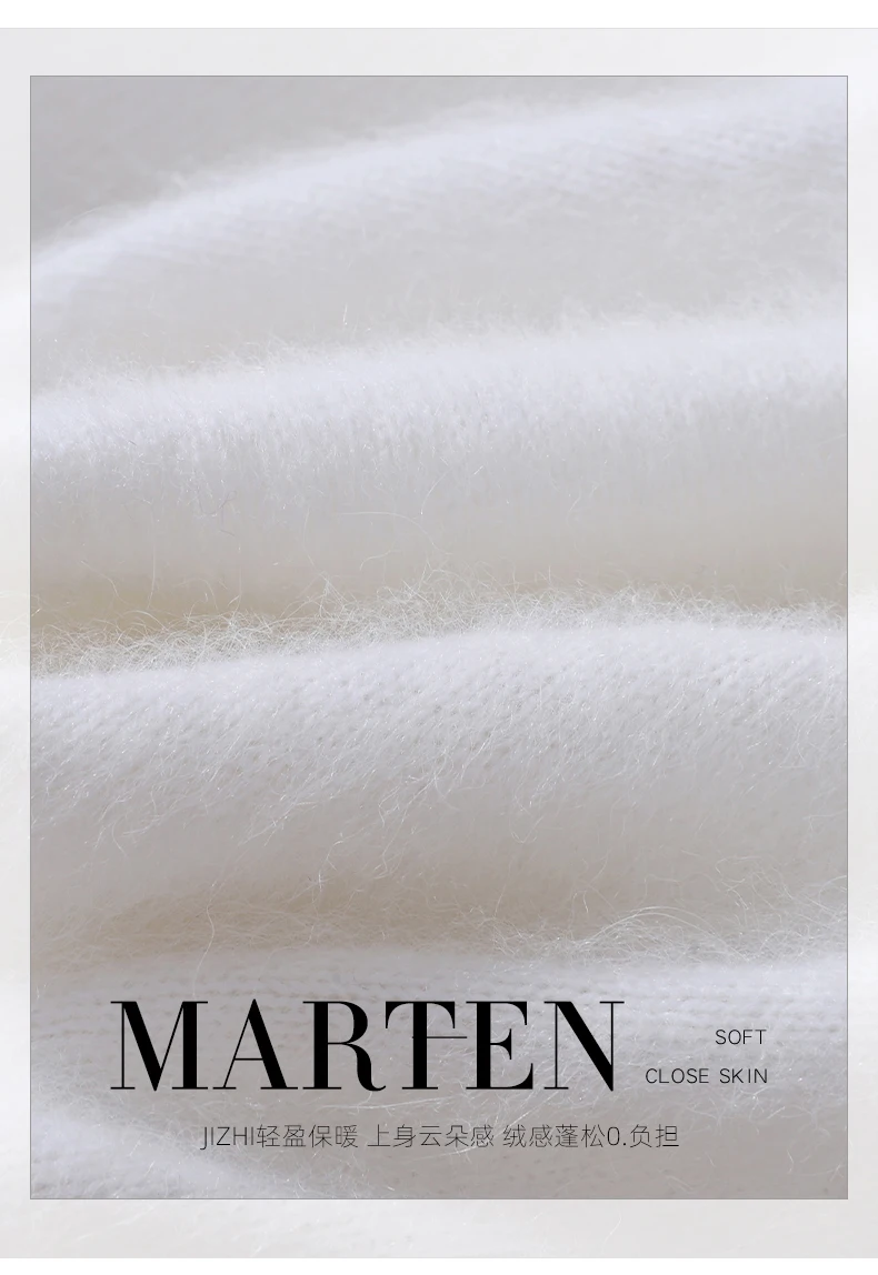 100% Pure Mink Fur Sweater Women's Pullover High Neck Knitted Sweater Autumn Winter New Item Pile Collar Thick Soft Base Sweater