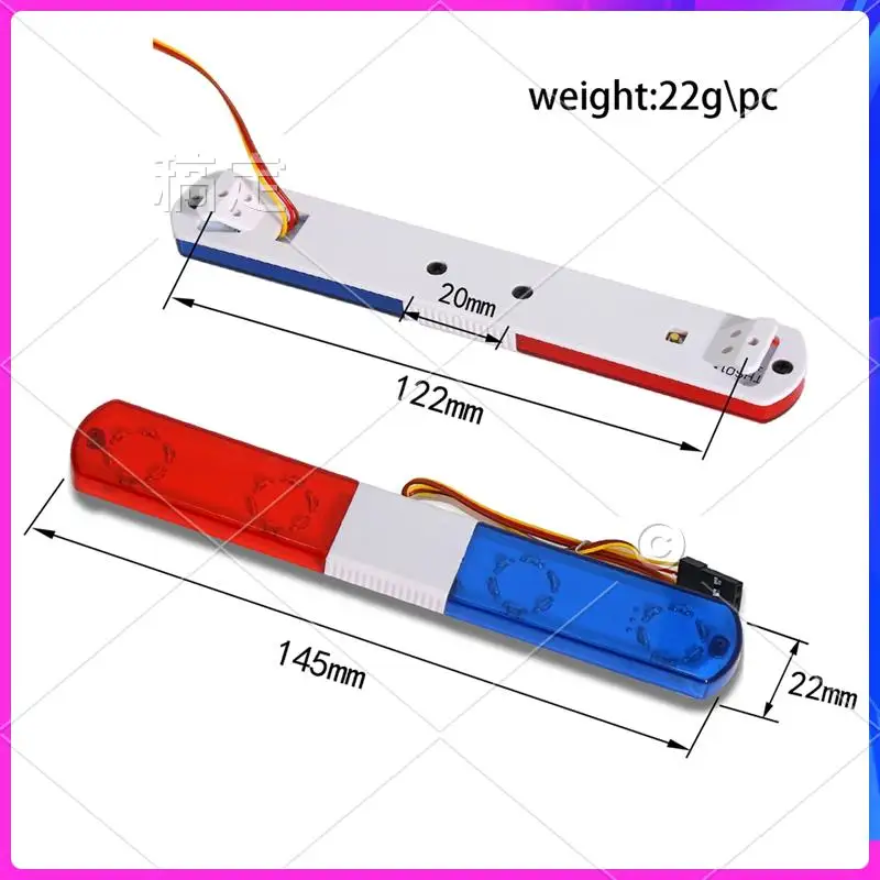 

ATTT-Flash Alarm Lamp LED Police Car Bright Light For 1/10 RC D12 HSP, Traxs Axial Car Upgrade Parts