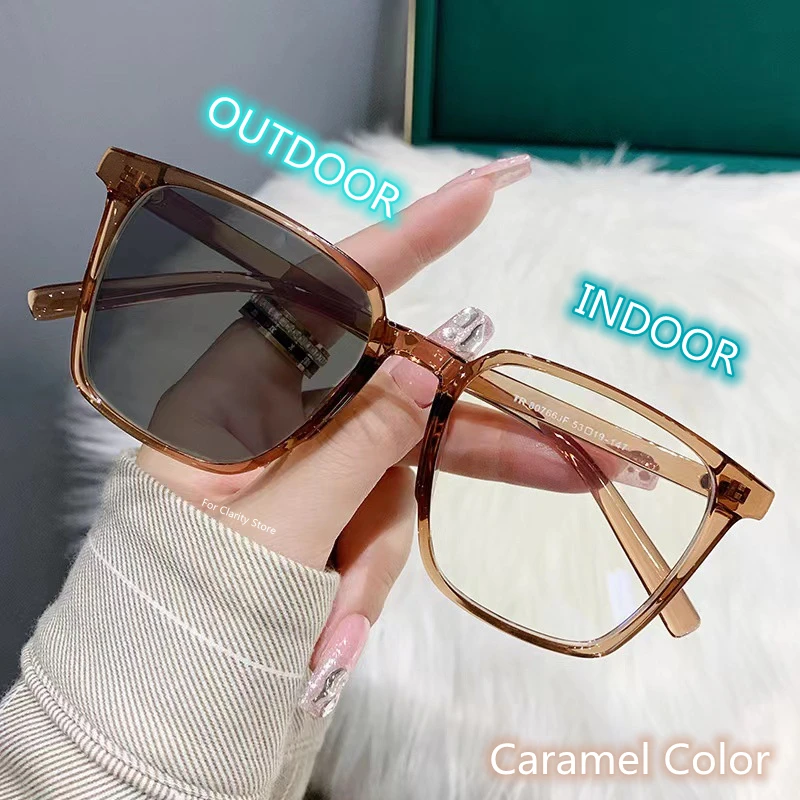 

Retro Square Anti-Blue Light Myopia Glasses Women Photochromic Eyewear Optical Spectacle Eyeglasses Computer Glasses Men