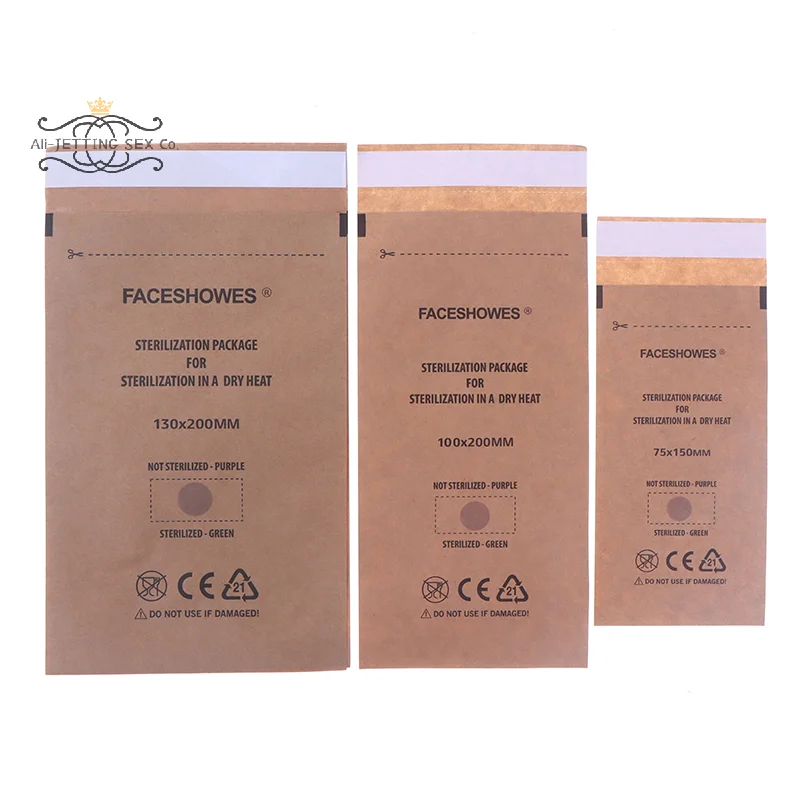 100 個使い捨て消毒クラフトバッグネイル滅菌器マニキュアバッグ滅菌消毒機クリーンポーチバッグ