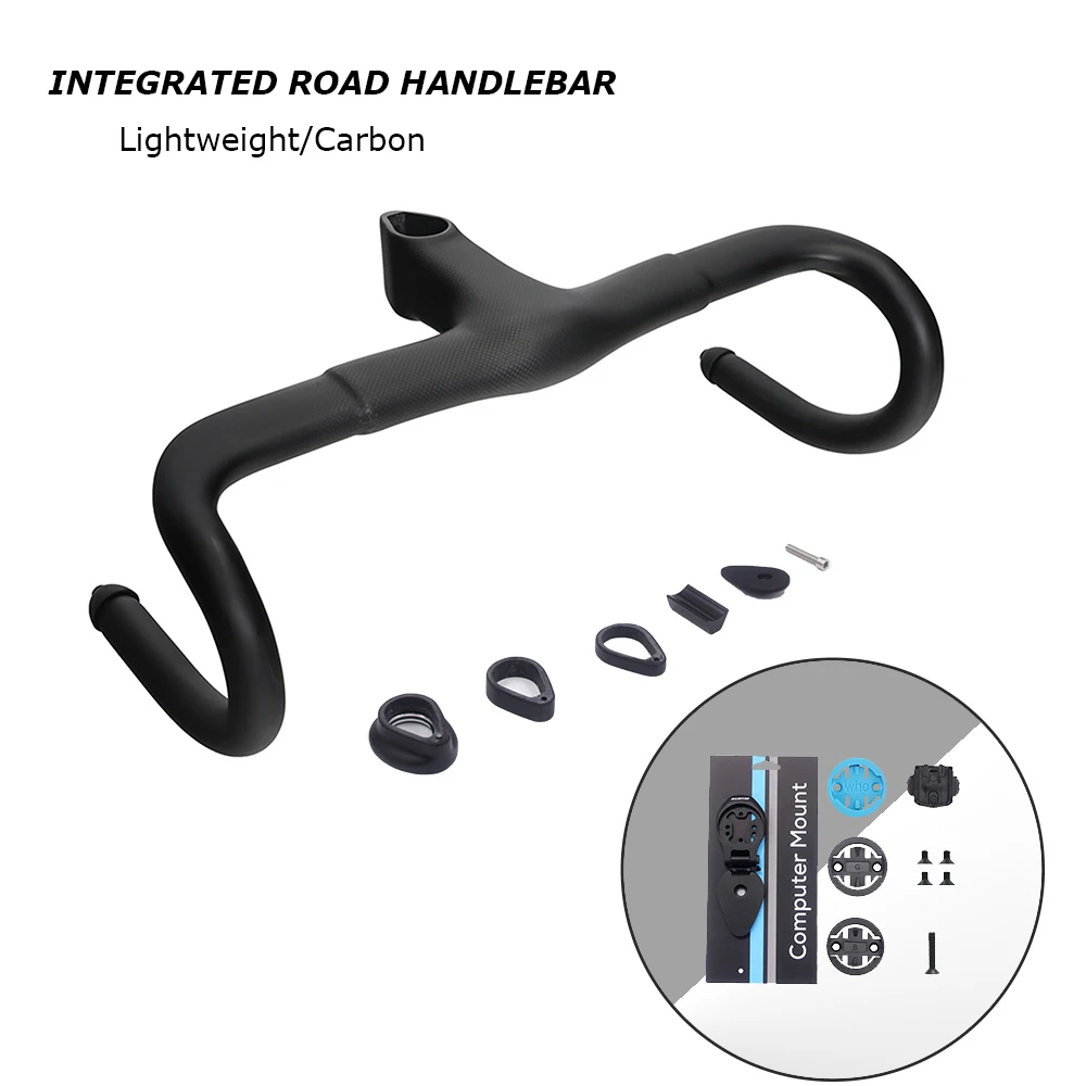 

No Logo Integrated Cockpit Road Bicycle Handlebar Full Carbon Fiber 1K Width 400-440mm Stem 90-120mm Bicycle Parts For F10 Frame