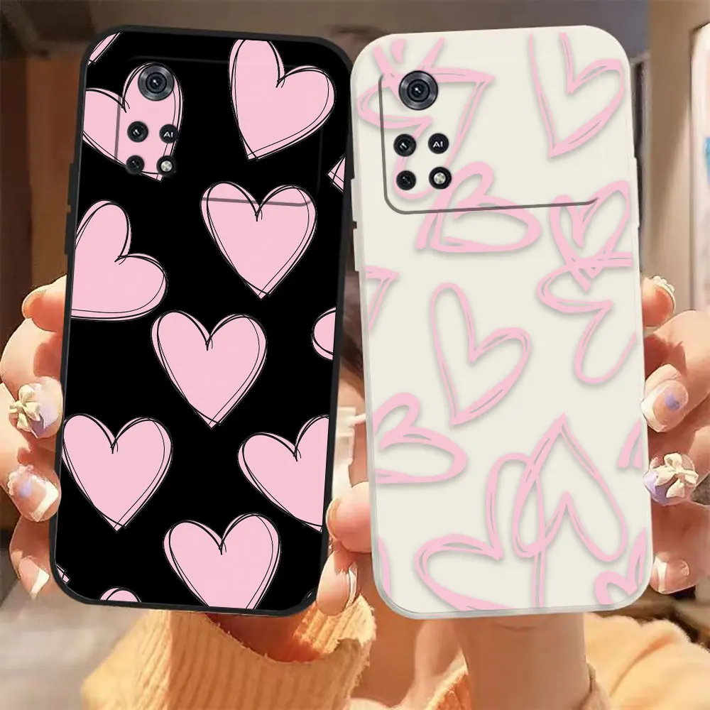 Fashion Pink Love Heart Phone Case For Xiaomi PCOO F3 F4 F5 M3 M4 M5 X3 X4 X5 MIX 3 4 X2 M2 GT Pro 4G 5G Case Funda