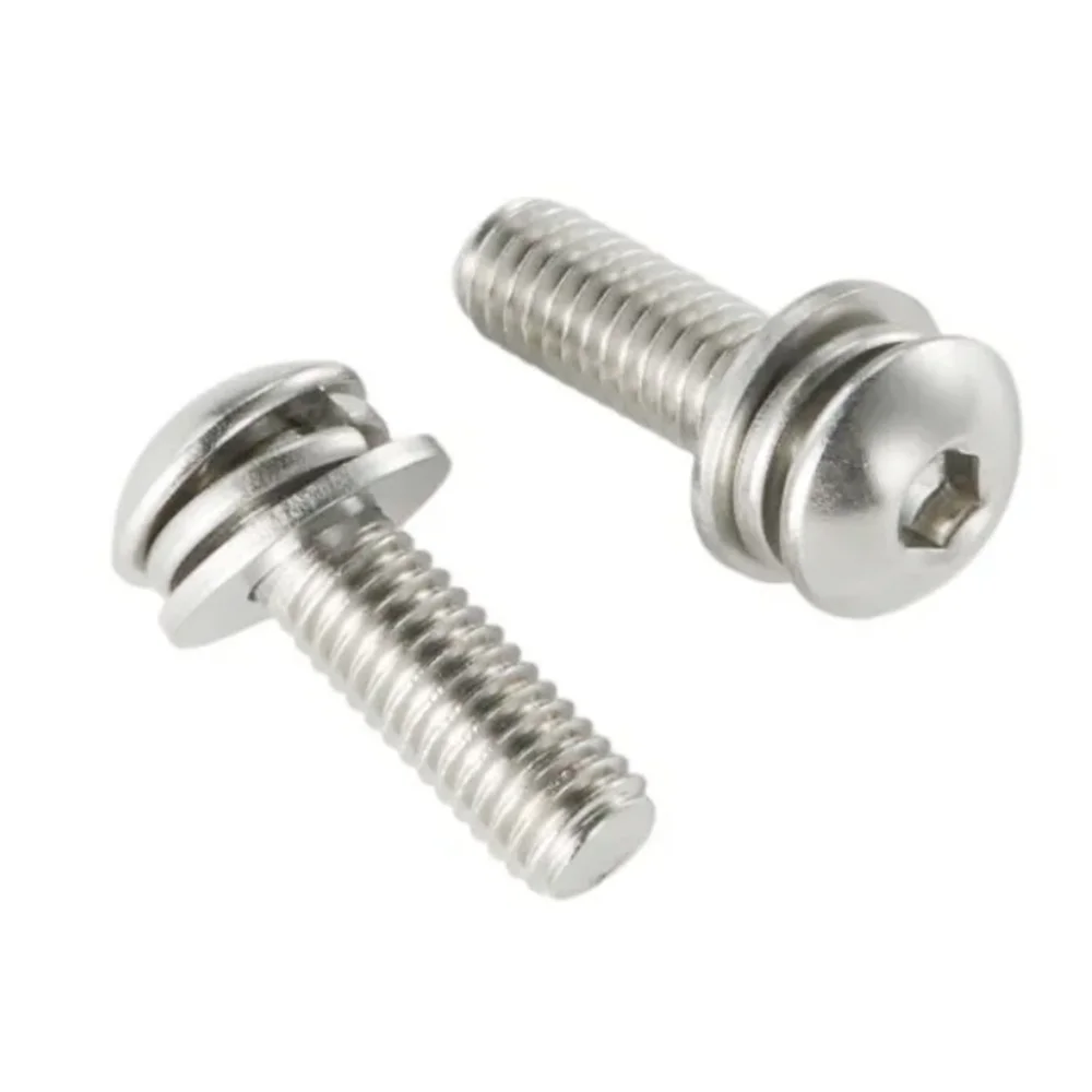 304 Stainless Steel ISO7380 Round Head Screw  M4 M5 M6 M8 Screw Hex Socket Screw Three Combination