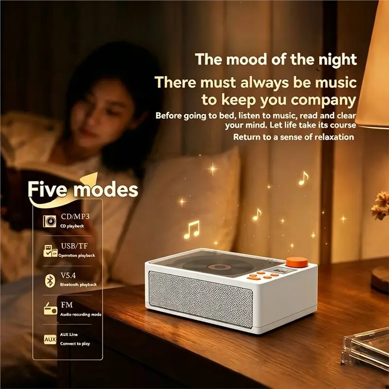 Y45A-High-Fidelity For Home Stereo System Retro CD Player Vintage Style Audio Disc Player Music Player For Home Decor Gift