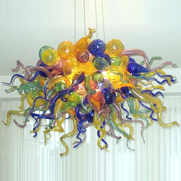 

Dubai Style Hand Blown Glass Chandelier Lamp Hanging Pendant Lights Multi Color for Home Art Decoration