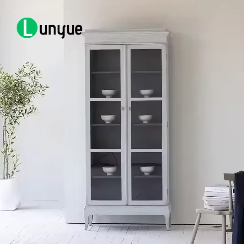 Vintage Recycled Pine Sideboard Cabinet with Mirror Classic Living Room Buffet Storage Furniture Rustic Home Decor