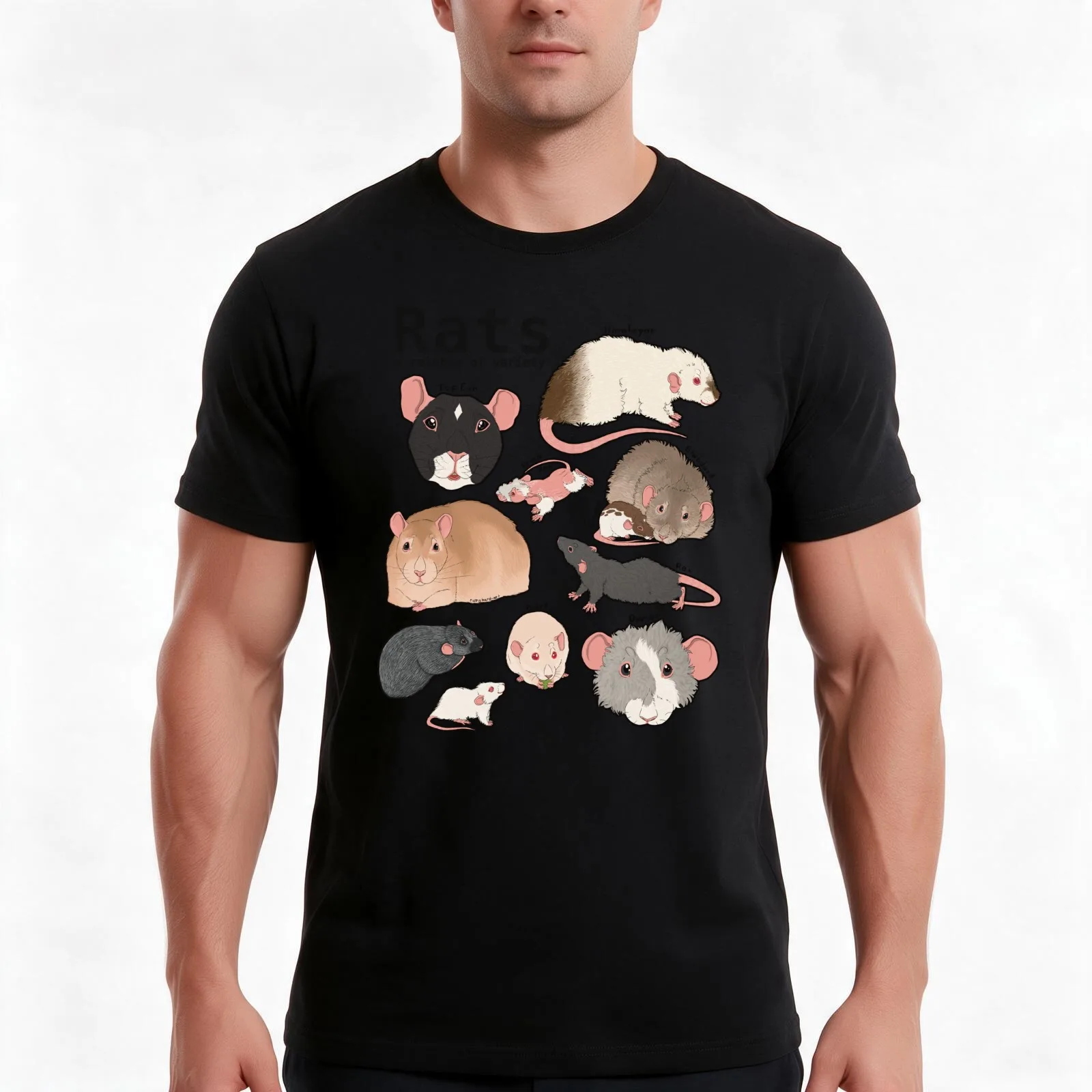 Hotter Topic: Rats Infographic T-Shirt, Summer Casual Cotton Tee, Oversized Streetwear Tops, Vintage Graphic Print, 100% Cotton
