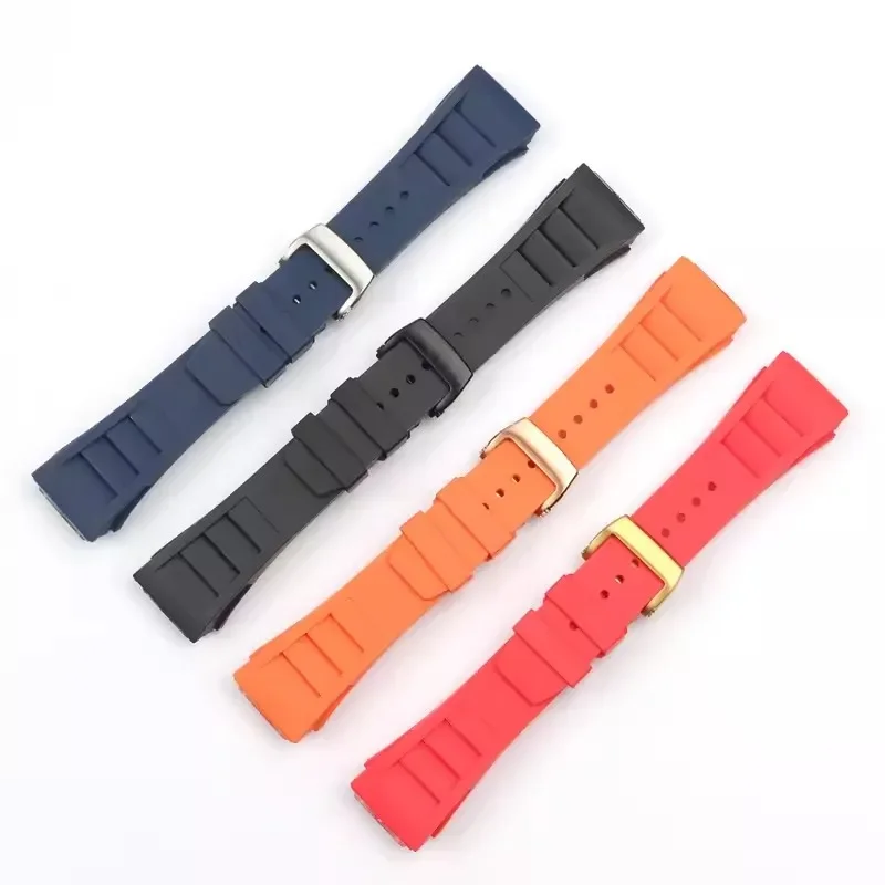 Cinturino in gomma siliconica per Richard Mille Rm011 Interfaccia convessa Sostituisci il cinturino per orologio con fibbia pieghevole originale 25mm * 20mm
