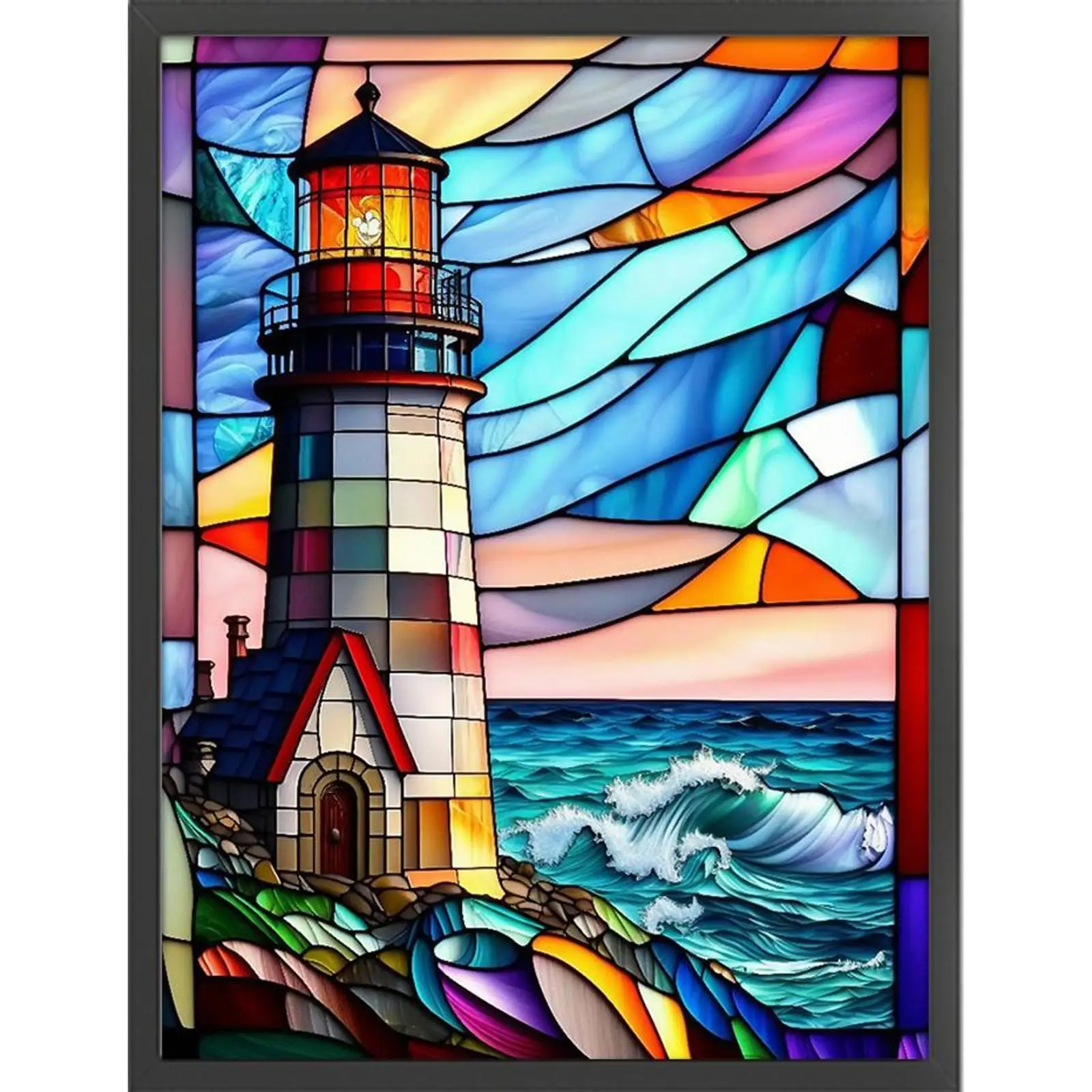 

Full Embroidery cotton Thread 11CT Printed Light Tower Cross Stitch 50x65cm