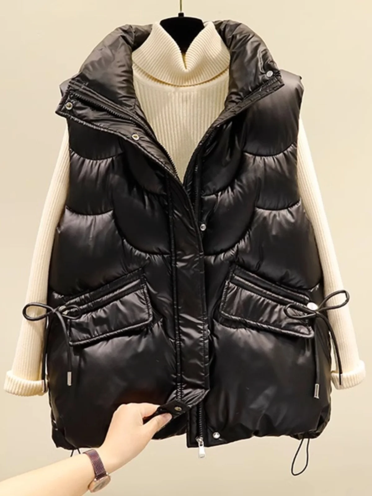 Faionable Oversized down Vest Women's Outerwear Spring Autumn Winter New Arrival MISSED&FOUND Zipper Closure Casual Sle