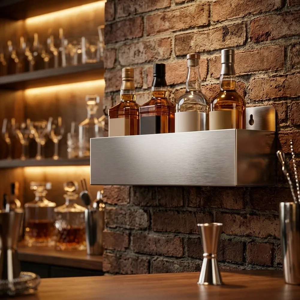 Bar Counter Organizer Liquor Bottle Holder 304 Stainless Steel Rust Resistant Deformation Resistant For Bar Environment