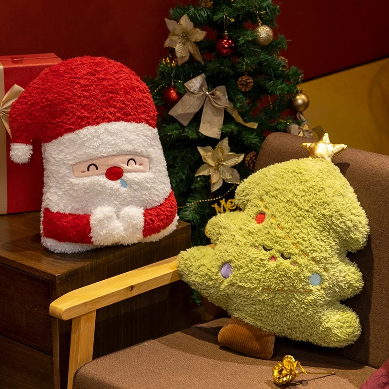 

Cute Christmas Series Throw Pillow Stuffed Santa Claus Snowman Elk Xmas Tree Plush Toy Cushion Home Sofa Christmas Decor Pillow