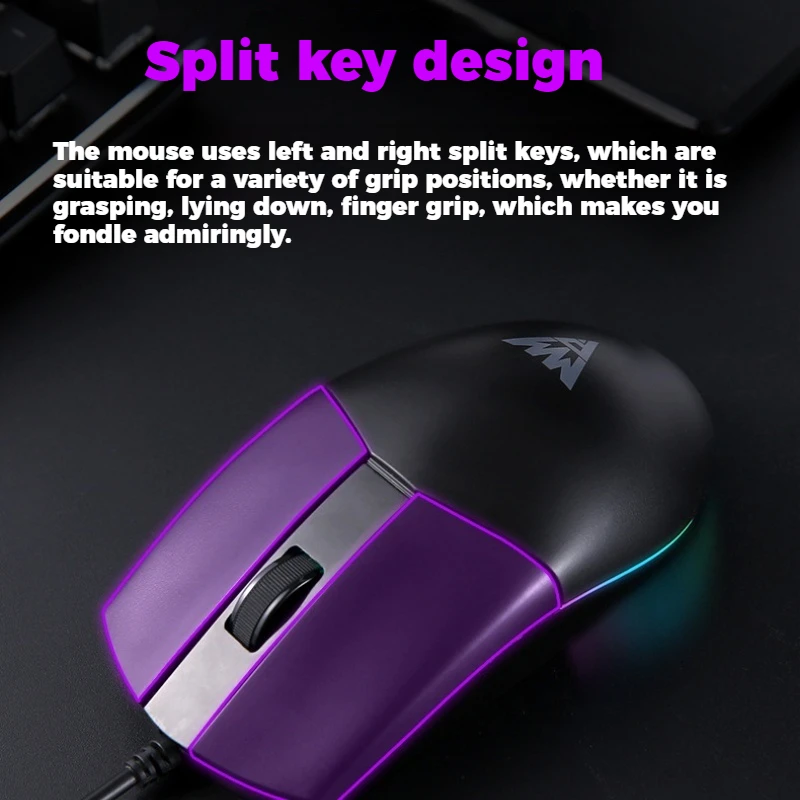 Wired Mouse Usb Interface Dpi Adjustables Anti Slip Scroll Wheel Rgb Lighting Effect Desktop Computers Office Entertainment