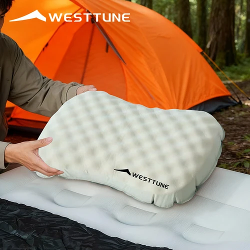 WESTTUNE-almohada inflable para acampar, almohada flotante de hielo plegable y portátil, almohada de viaje al aire libre para soporte Lumbar del cuello