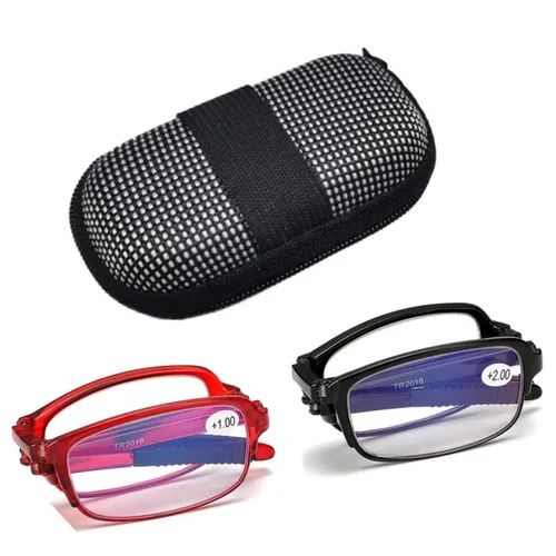 Imagen 1 del producto Gafas de lectura plegables con caja para hombre y mujer, diseño de moda para ordenador, gafas graduadas para presbicia con dioptrías