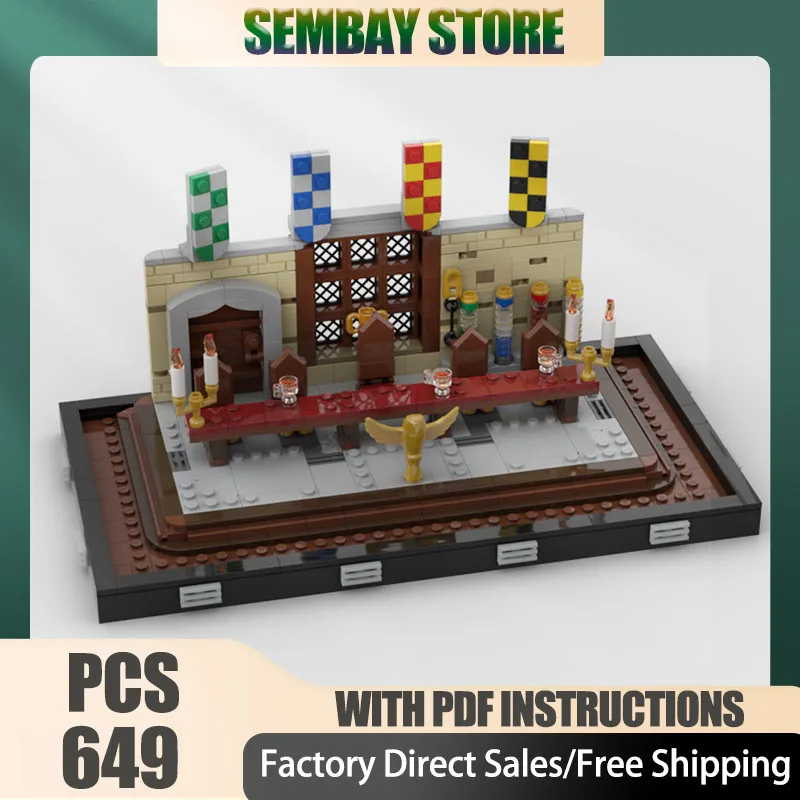 

Популярная модель фильма Moc, строительные кирпичи, модульный Великий зал, таблица учителя, технологические блоки, рождественские игрушки «сделай сам», строительный подарок