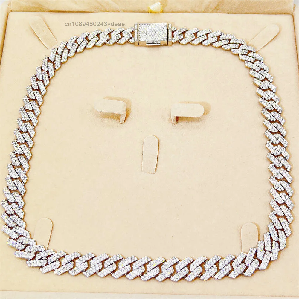 Hip Hop Bling Jewelry 12mm 20'' Vvs Moissanite Necklace Iced Out Cuban Link Chain.