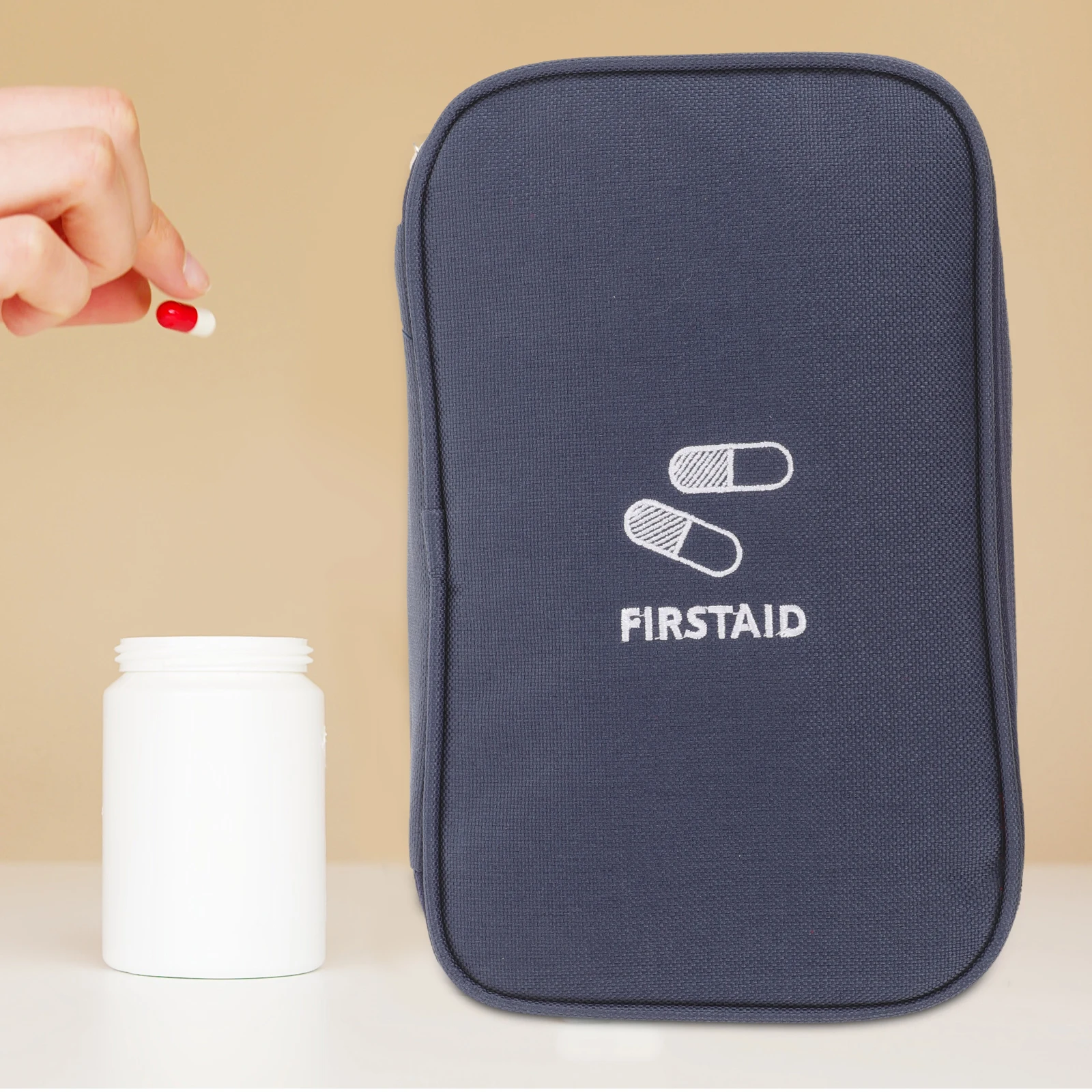 

Portable First Aid Kit Travel Medical Bag Zippered Small Medicine Pouch Organizer Container Empty Kits