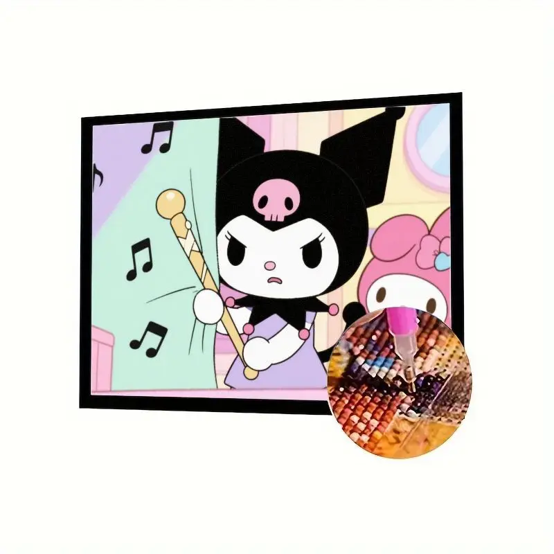 

1 шт. Набор для алмазной живописи Kuromi & My Melody - 5D Full Drill DIY Sanrio Anime Cartoon Kawaii Mischievous Kuromi Holding Staff wit