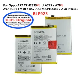 5000mAh 100% Original BLP923 Battery For Oppo A77 5G CPH2339 A77S A78 A97 5G PFTM10 A57 A57s CPH2385 A58 PHJ110 Phone Bateria