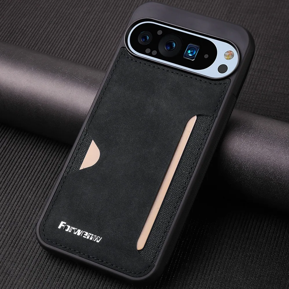 Solid Color Leather Back Card Slot Phone Case for Google Pixel 9 10 Pro XL 9a