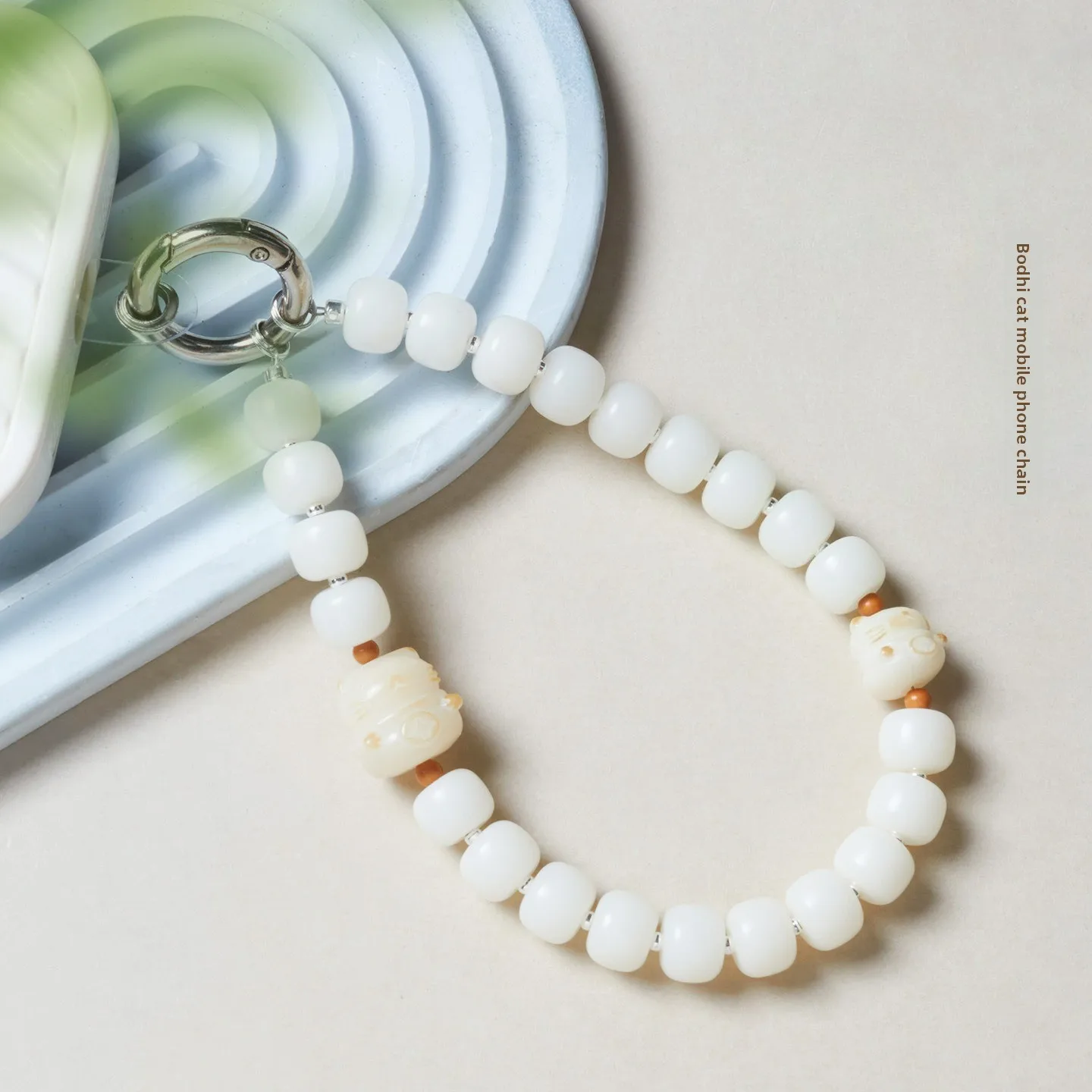 

Белый нефритовый ремешок для телефона, ремешок-талисман на запястье для привлечения богатства