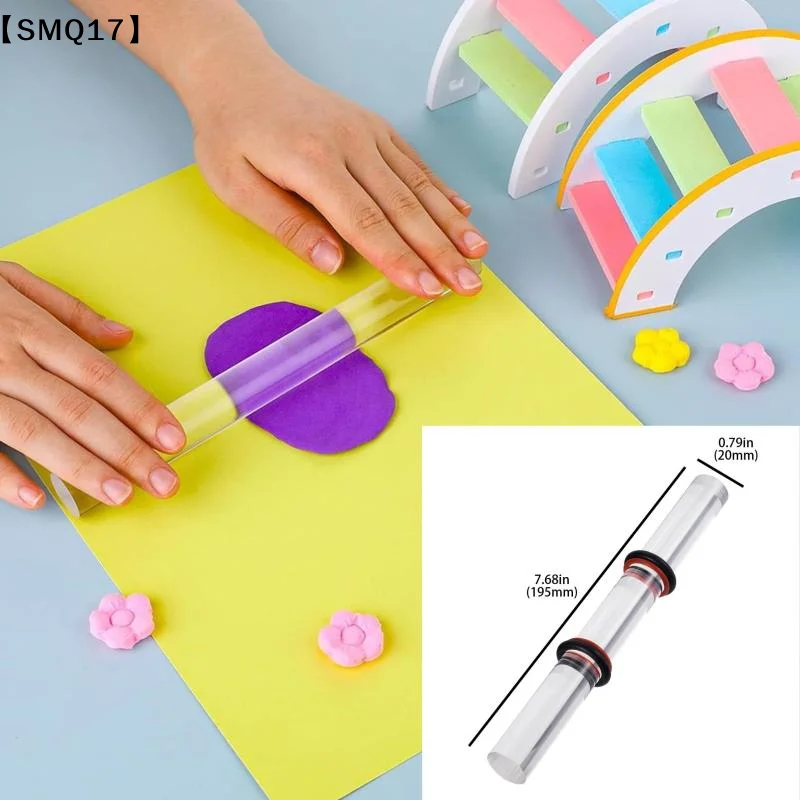 1/3Pcs Clear Acrylic Polymer Clay Roller Pins With Thickness Adjustable Rings For DIY Craft Pottery Sculpture Handmade Project