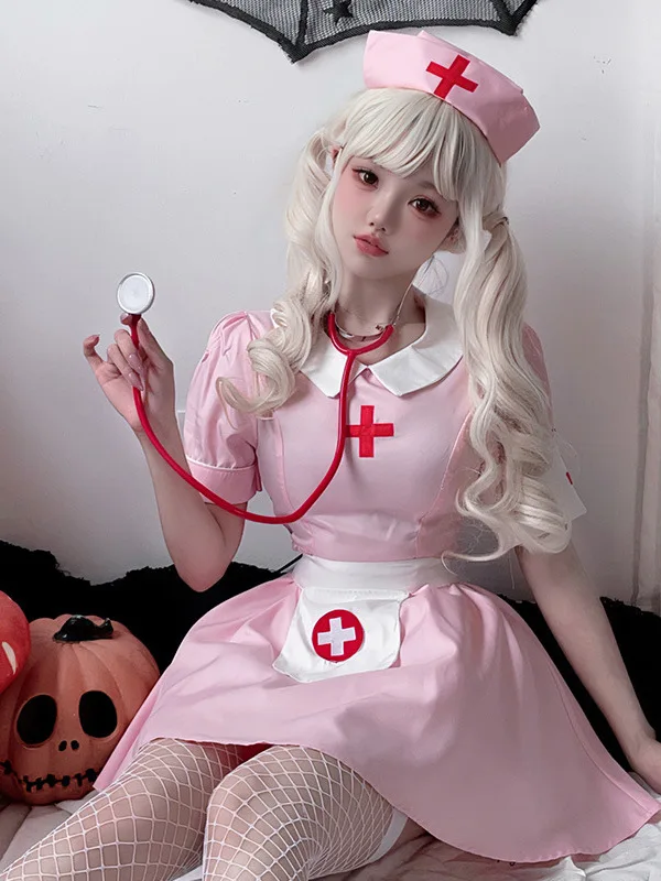 

Sexy Nurse Costume Skirt Adult Women's loween Role-plang Pure Desire Pink Doctor Nurse Dr up Chinese Production