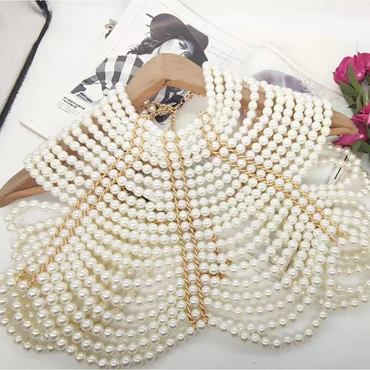 2024 New exaggerated multi-layer design pearl necklace wedding fashion temperament with necklace accessories necklace matching