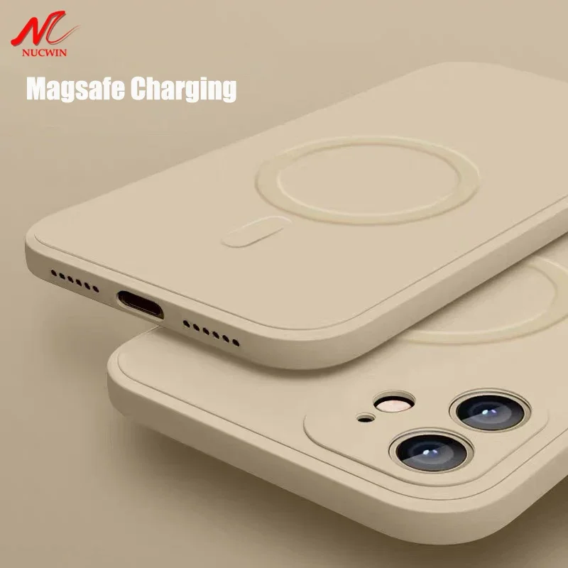 Liquid Silicone Magnetic Case for iPhone 12 16 15 14 13 Pro Max 11  X Xs Xr 13 Mini Wireless Charger Magsafe Magnet Back Cover