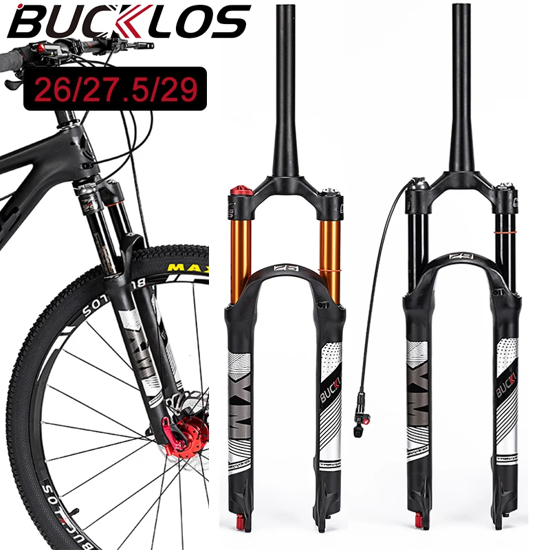 

BUCKLOS MTB Air Fork 26 27.5 29Inch 120mm Travel Bicycle Forks Air Oil Suspension MTB Forks 9x100mm QR Mountain Bike Fork