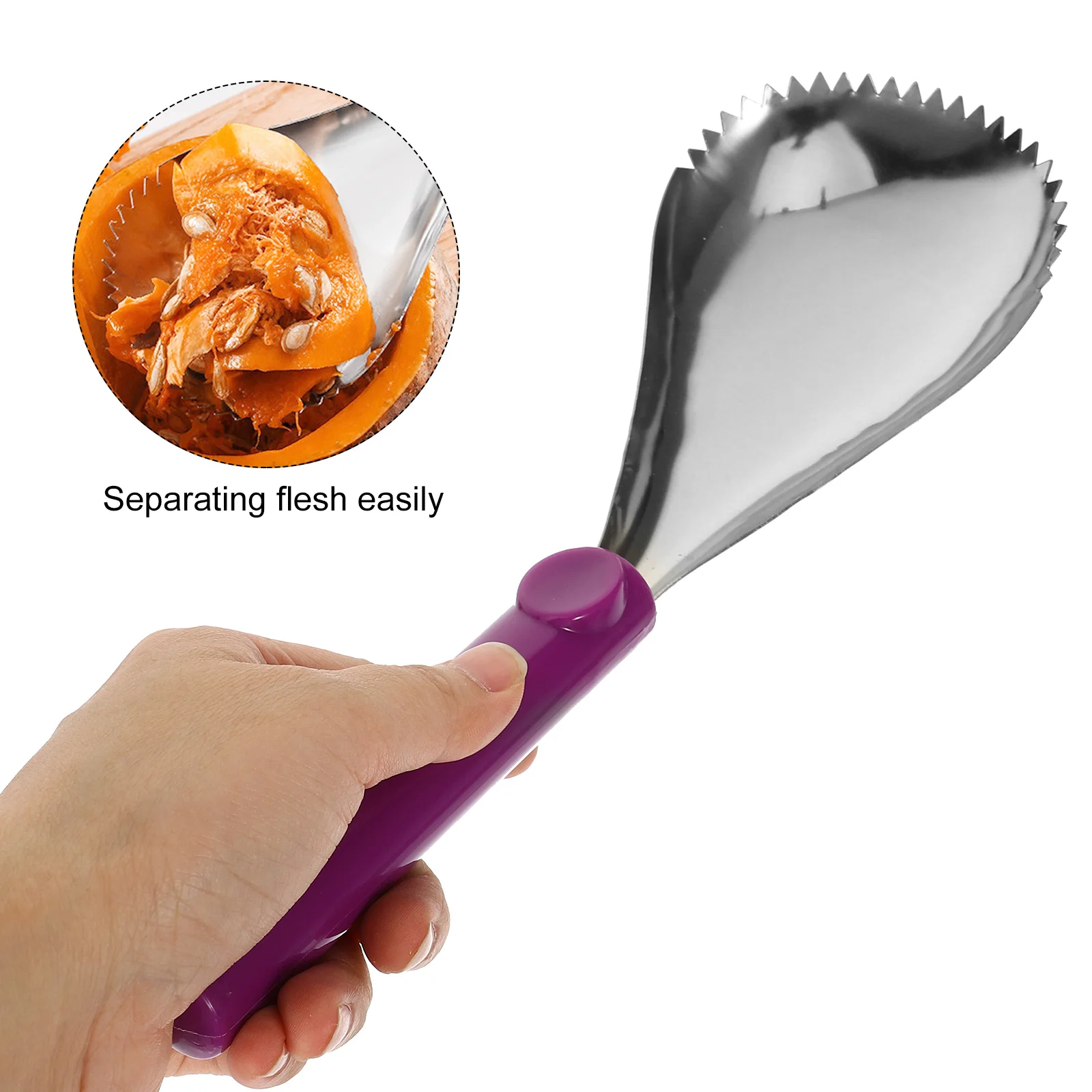 

2pcs Ice Shaver Spoon Smoothie Scoop Stainless Steel Kitchen Gadgets Pumpkin Corer Tools Purple Crusher