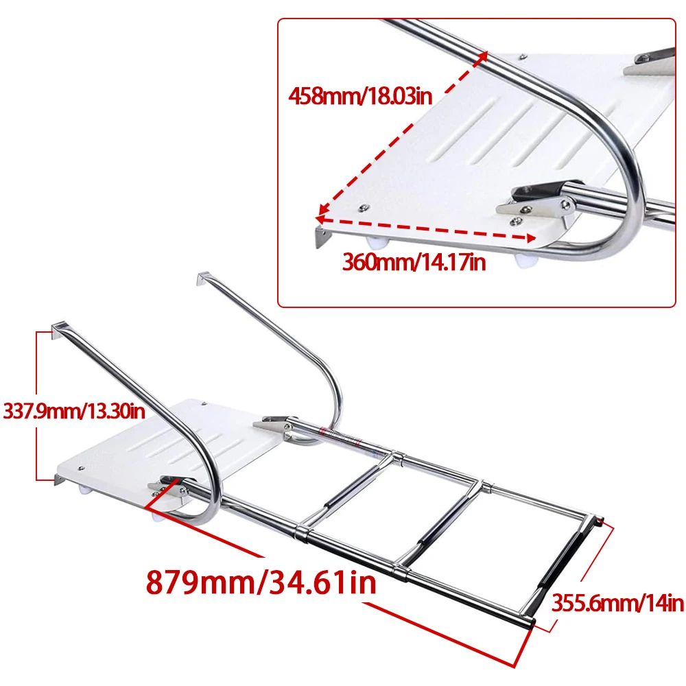 Boat Ladder Surface Marine Boat Ladder Stainless Steel Yacht Marine Replacement Accessory Deck Mount Watercraft Fishing Engine
