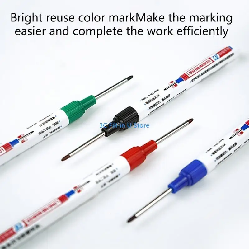 G8TA 4x Multi-purpose Deep Hole Marker Pens 32mm Waterproof Deep Reach Markers Carpenter-Ink Marker for Home Decoration