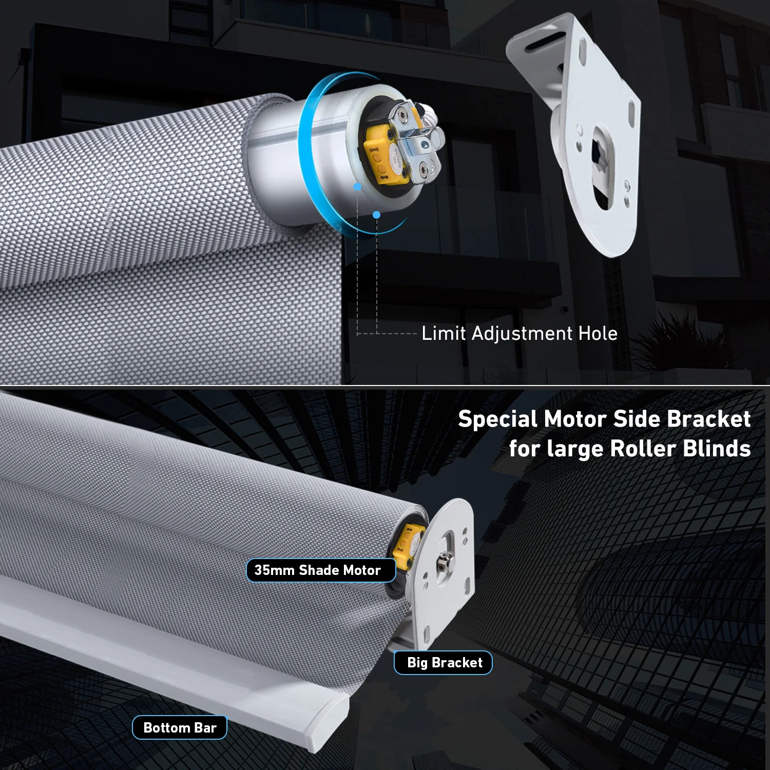 AM35-MEL-PW WiFi Tubular Motor, DIY Hardwired Motorized Blind Controller for 2\