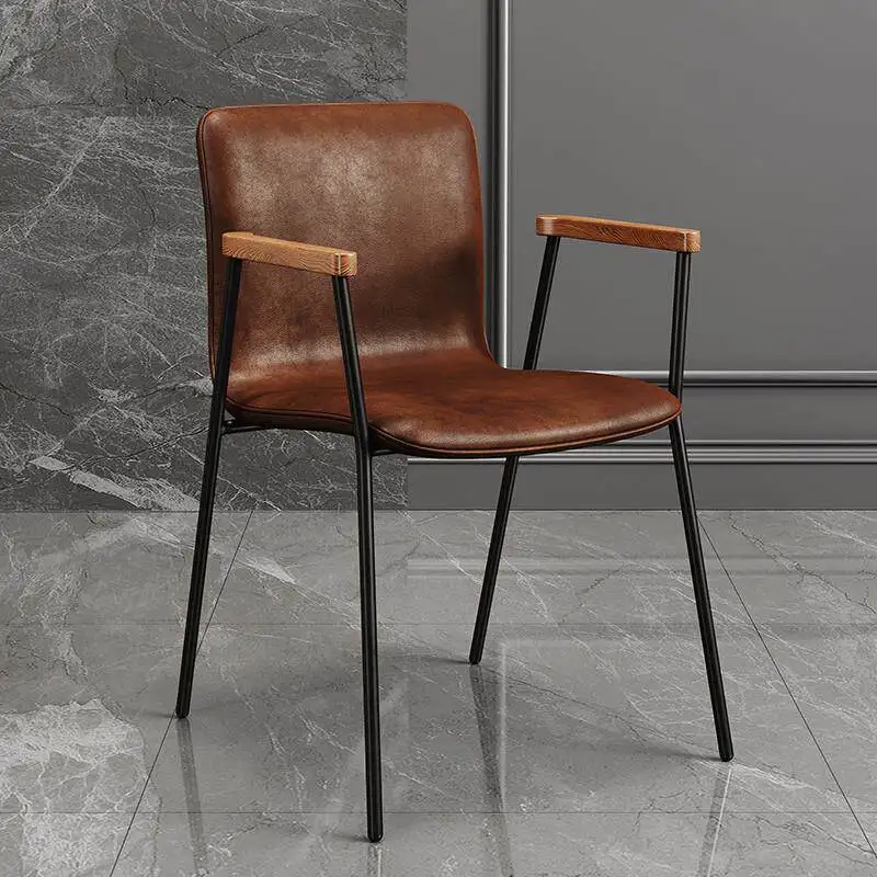 Vintage Leather Dining Chairs Modern Nordic Living Room Luxury Designer Dining Chairs Minimalist Unique Muebles Home Furniture