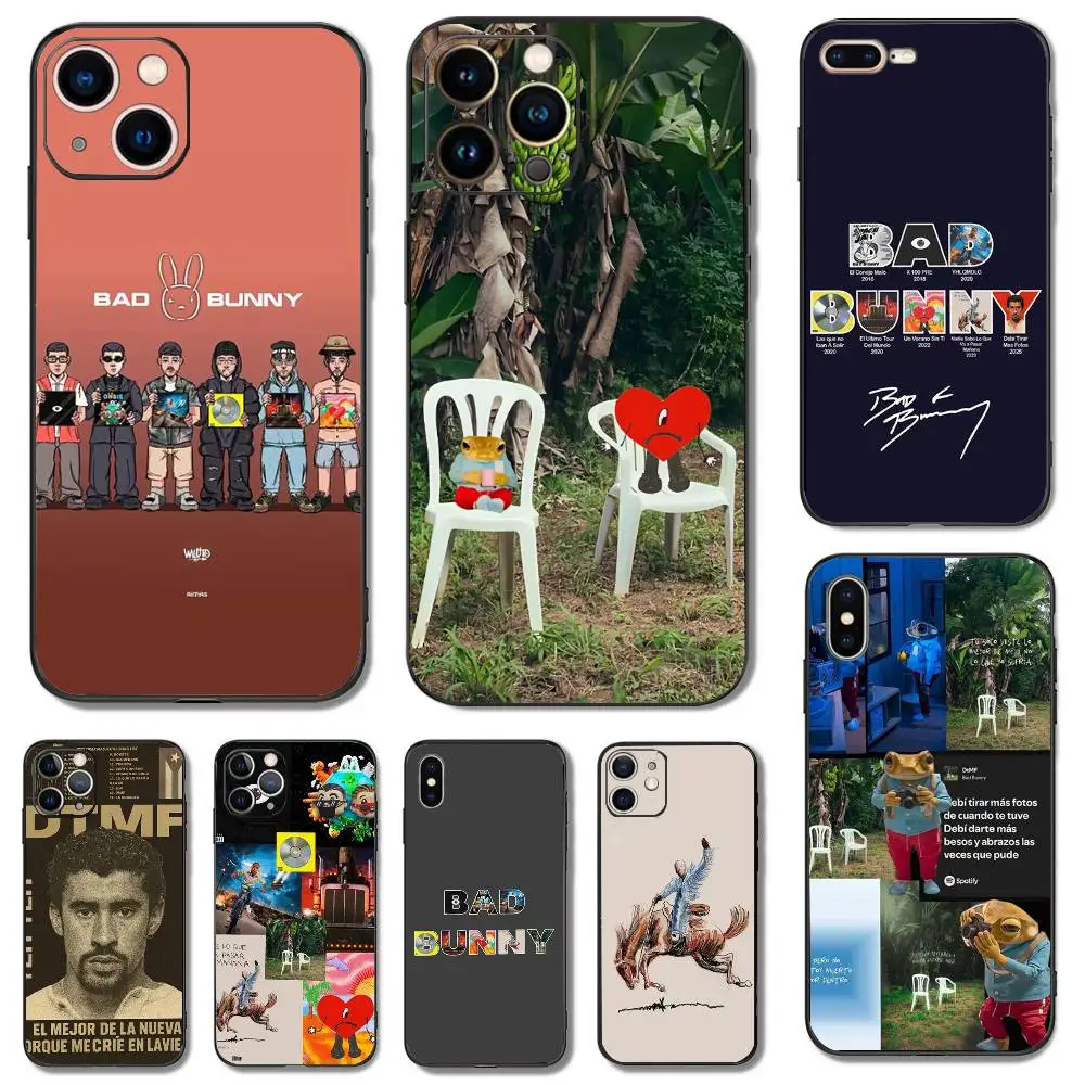 

DtMF B-Bad Bunny Phone Case For iPhone 16,15,14,13,12,11,Pro,X,XS,Max,XR,Plus,Mini Soft Silicone Black Shockproof TPU
