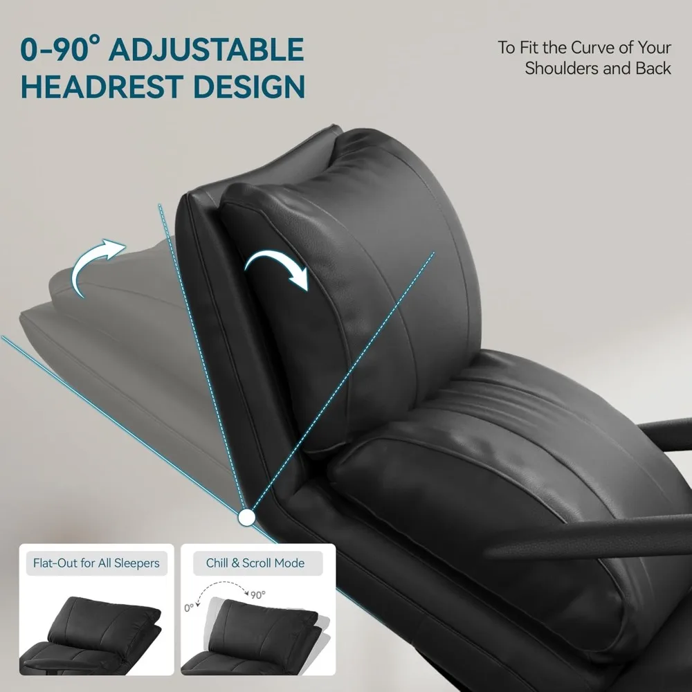 Офисный стул с откидной спинкой, регулируемым подголовником и подставкой для ног, 170 г. °   Эргономичное удобное офисное кресло с невесомостью, кожа Exec