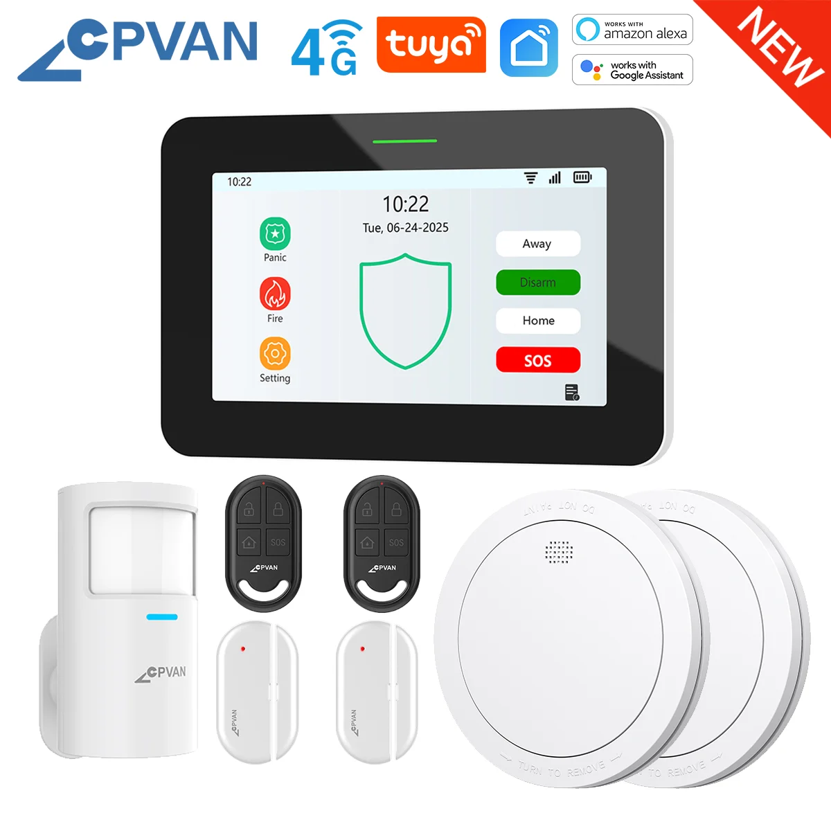 CPVAN New Model Smart Home Alarm System 7 Inch Tuya WIFI 4G Panel Built-in 5000mAh Battery for Home Security Protection System