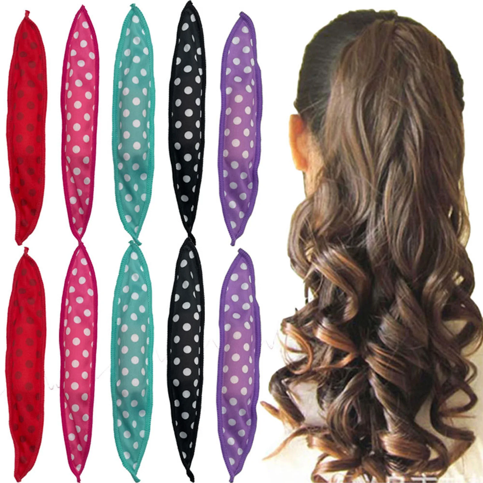 

Polka Dot Spiral Curling Sponge Roller Sleep Hair Curlers For Bun Updo Styling Tool Barber Salon Hairdressing Accessories