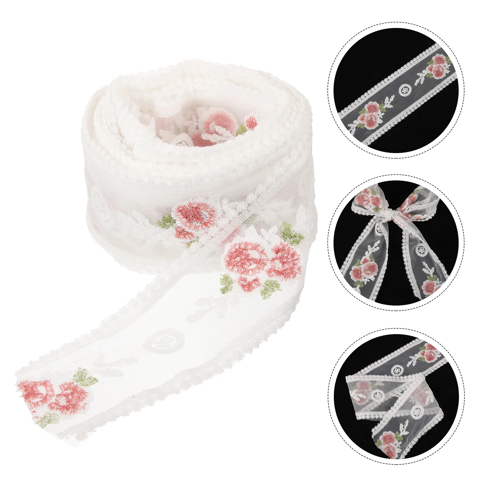 

10 Yards White 8.5CM Lace Embroidered Ribbon Floral Trim DIY Supplies Gift Wrapping Home Decor Sewing Craft Material Polyester