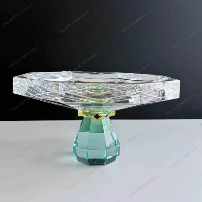 For high-value fruit plate French blue crystal snack candy plate living room coffee table ornament