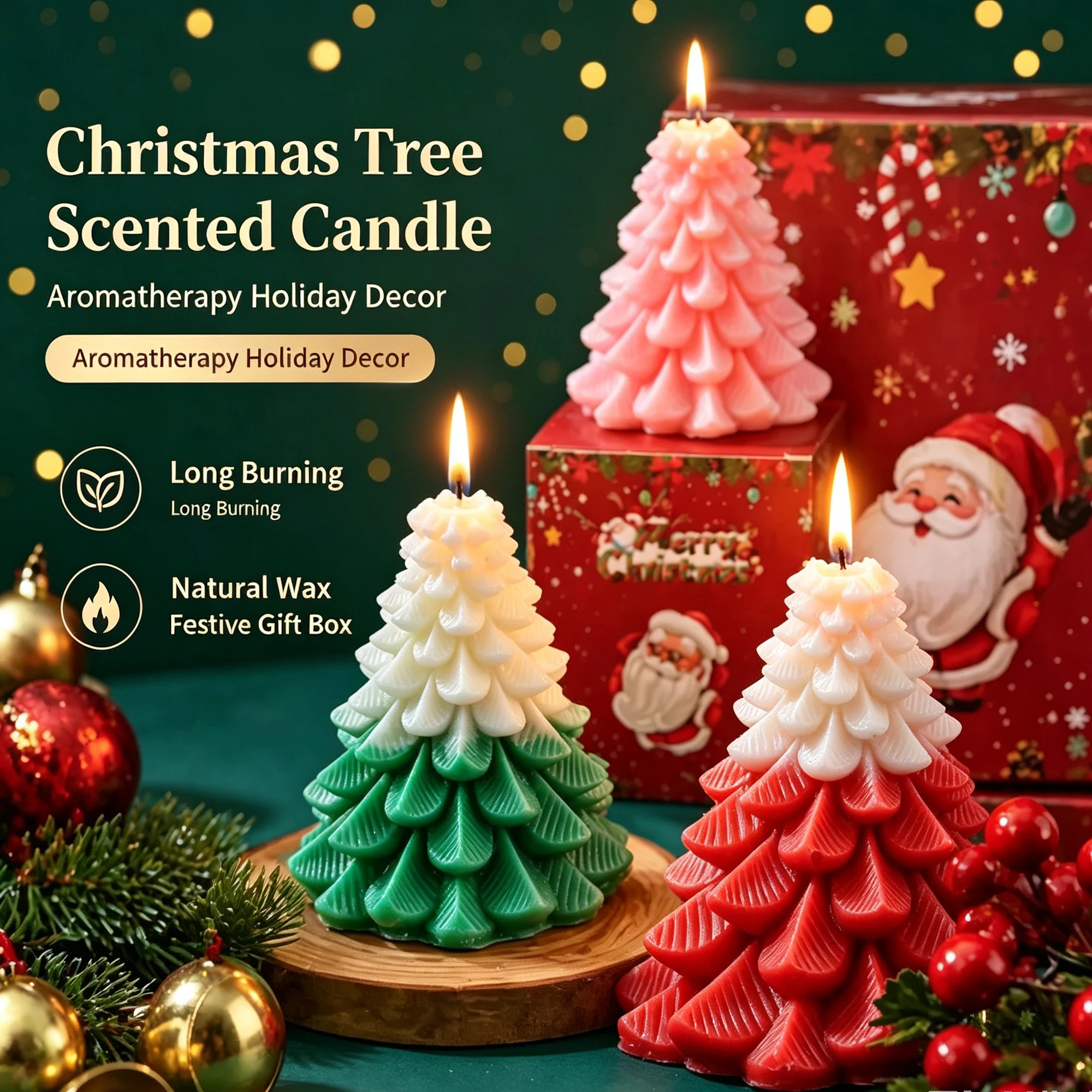 Christmas Tree Scented Candle Creative Xmas Tree Shaped Aromatherapy Candle Holiday Home Table Decor Perfect Christmas Gift