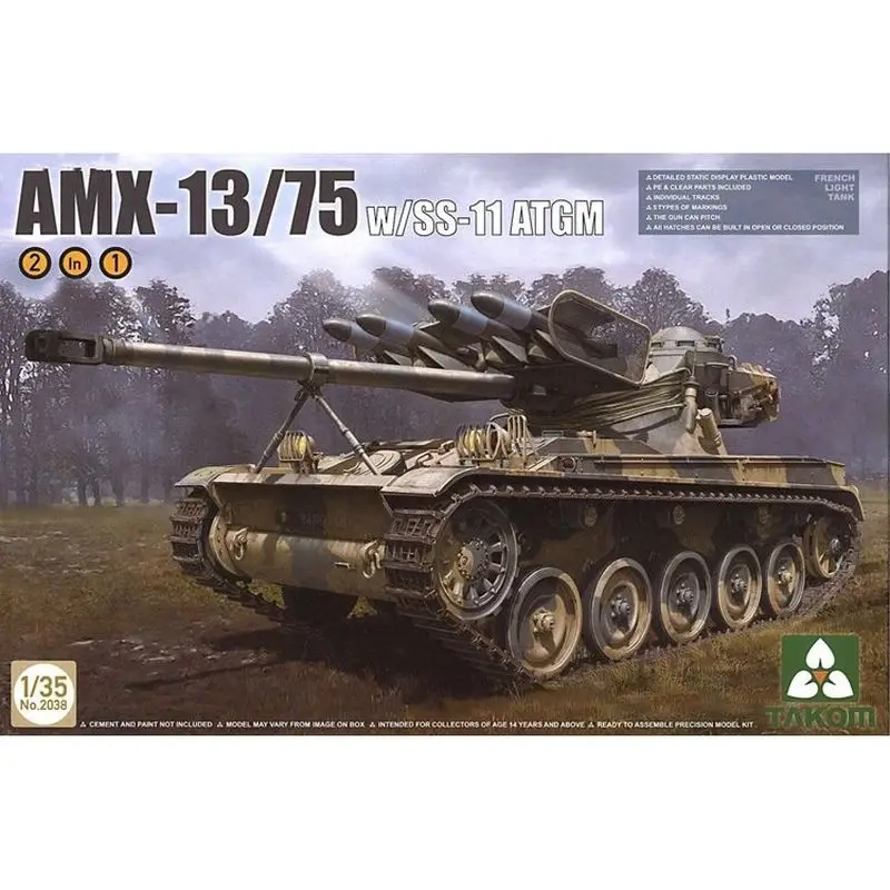 

Takom 2038 1/35 French Light Tank AMX-13/75 w/SS-11 ATGM - Scale Model Kit