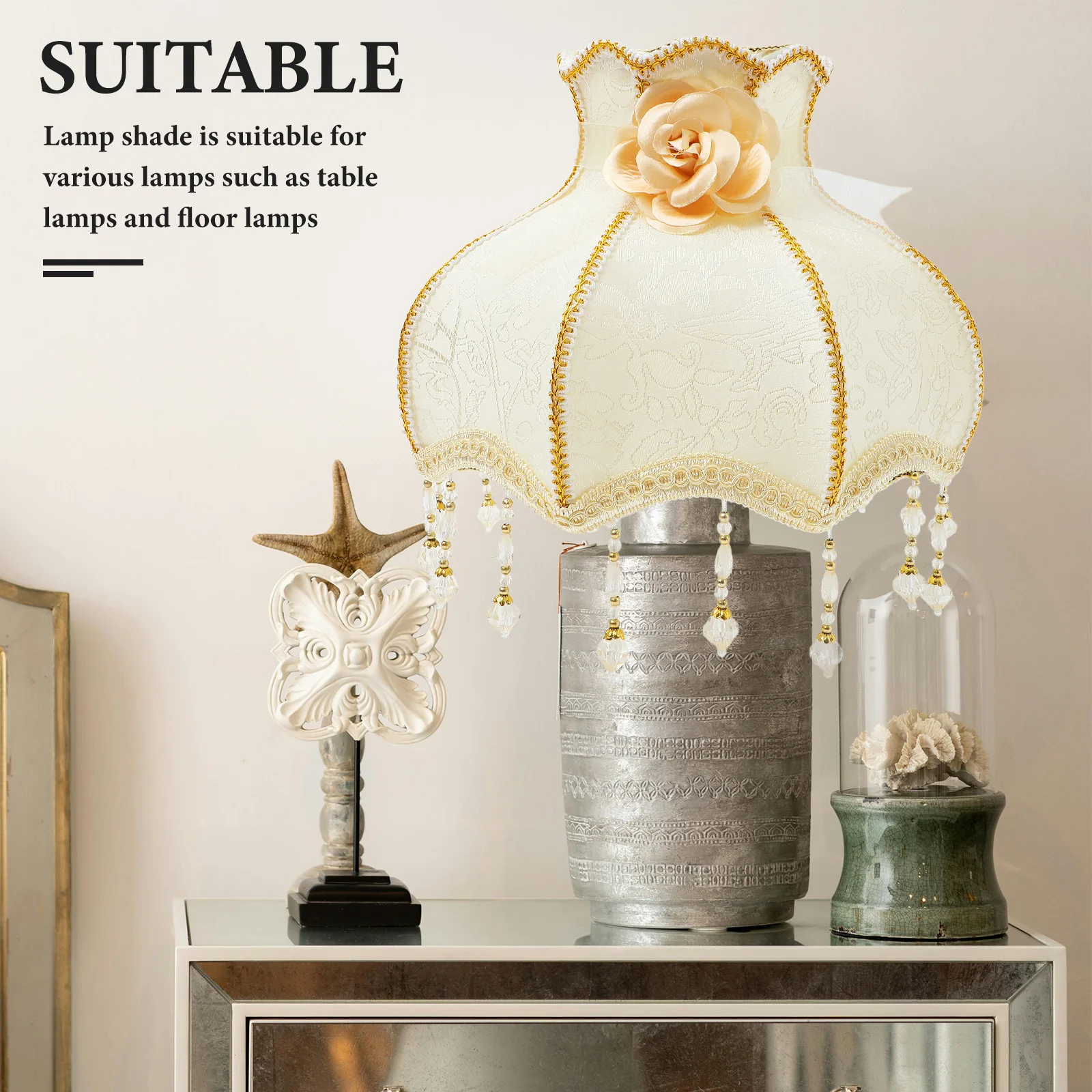 

Lace Lampshade Modern Fabric Table Lamp Shade Decorative Light Cover For Home Hotel Cafe Bedroom E27 Vintage Style